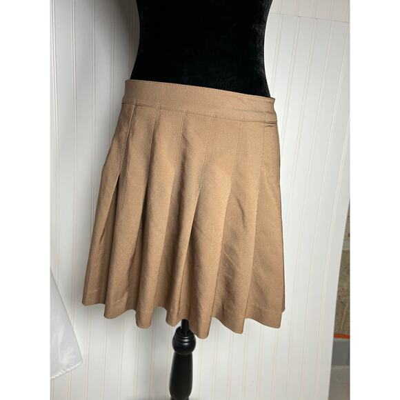 Love Tree Pleated Mini Skirt Womens Sz L Tan Barbie whimsy coquette academia - Picture 1 of 11